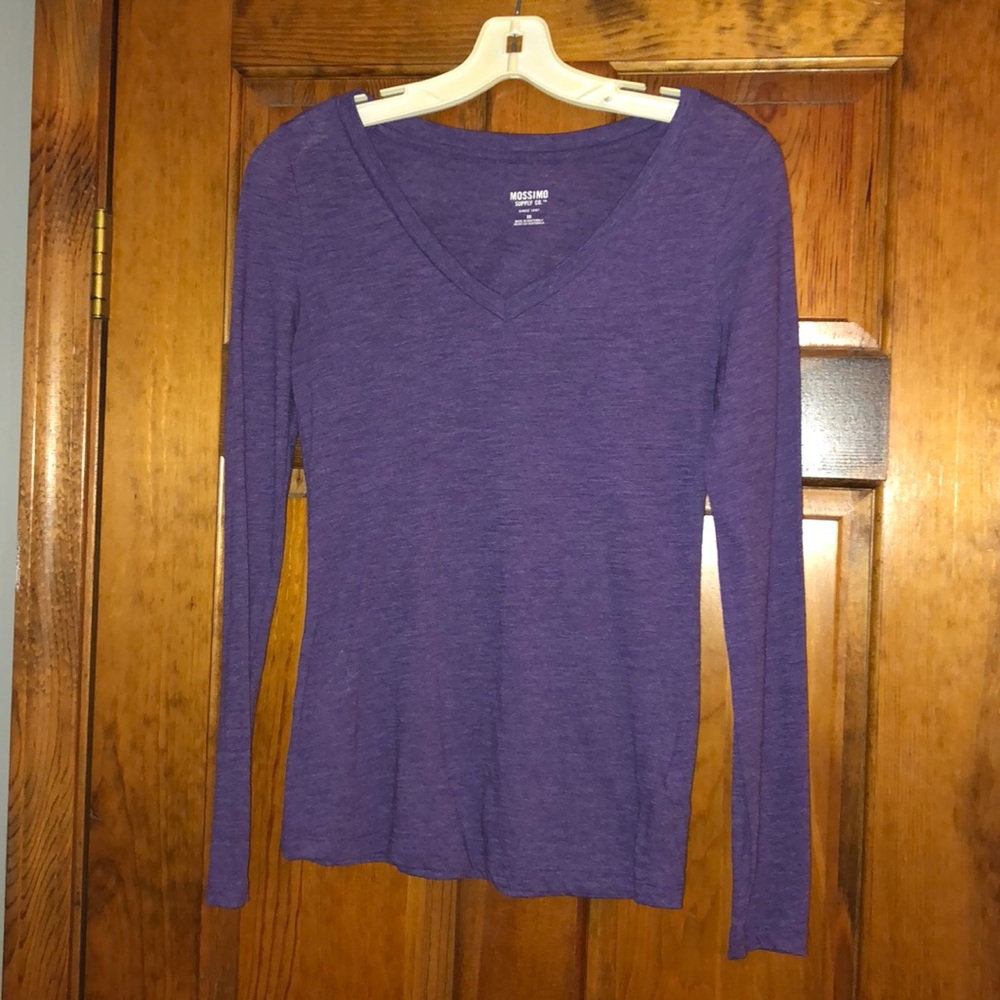 Purple long sleeve V-neck